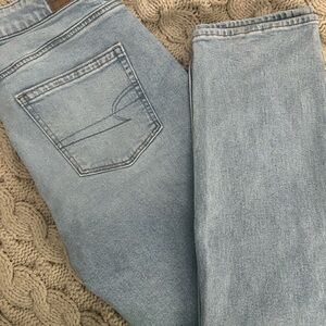 American Eagle Outfitters Light Blue Denim Jeans with Brown Patch